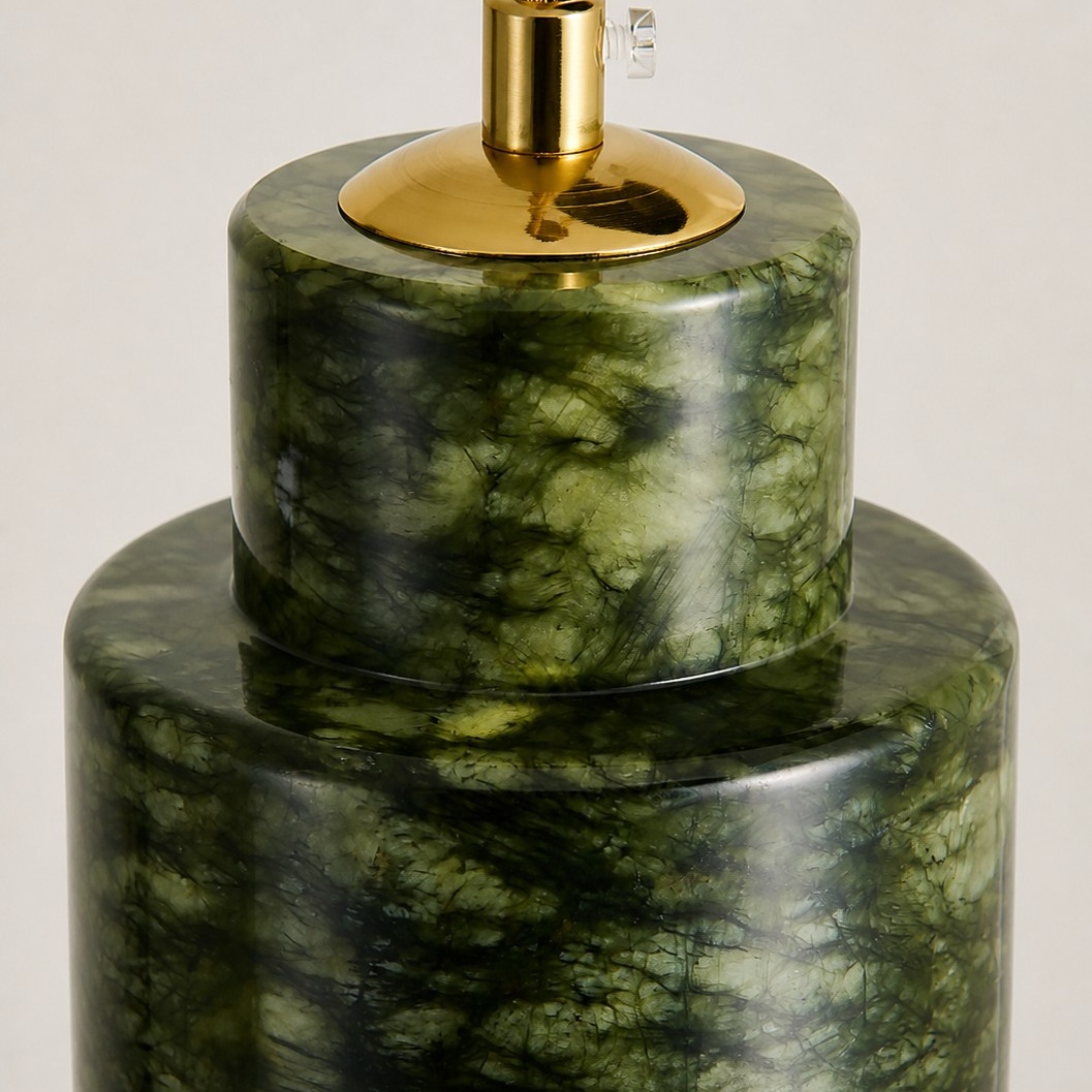 Stacked jade sections and brass top fitting