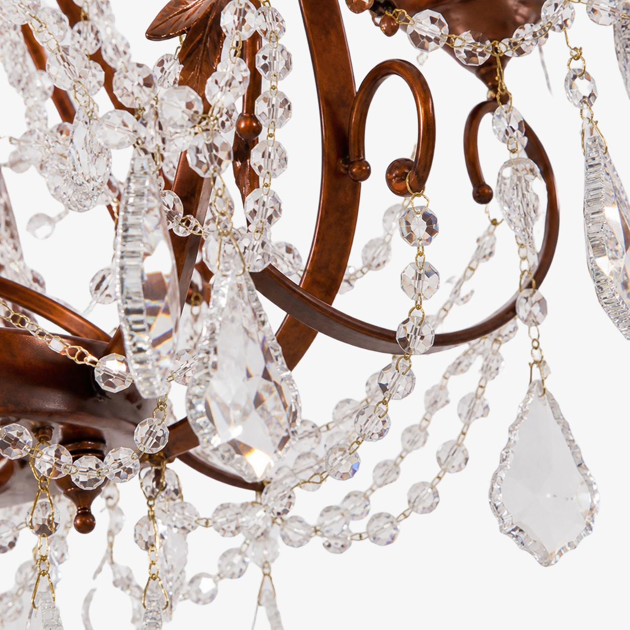 Layered crystal strands and teardrop pendants