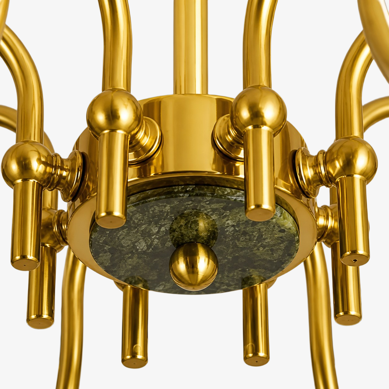 Curved arms gathered around the jade center