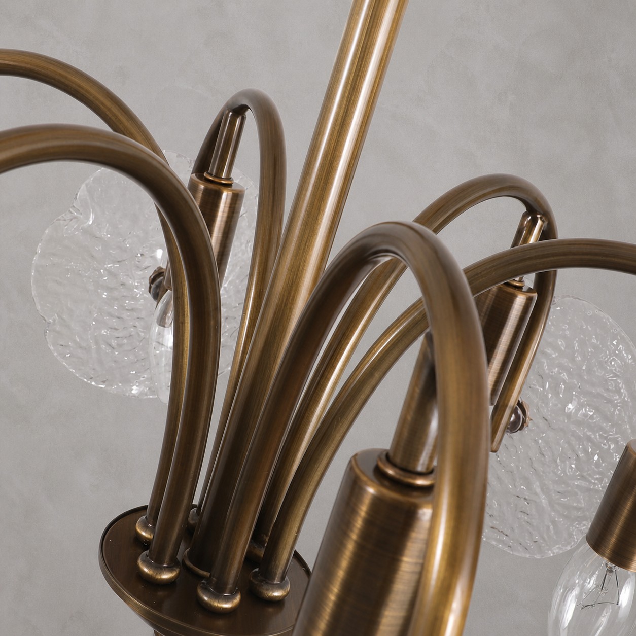 Brass Flower Glass Chandelier detail 2