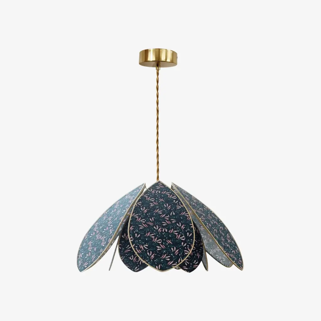 Lampada a sospensione floreale blu a doppio livello da 21,7 + 12,6 pollici (55 + 32 cm).