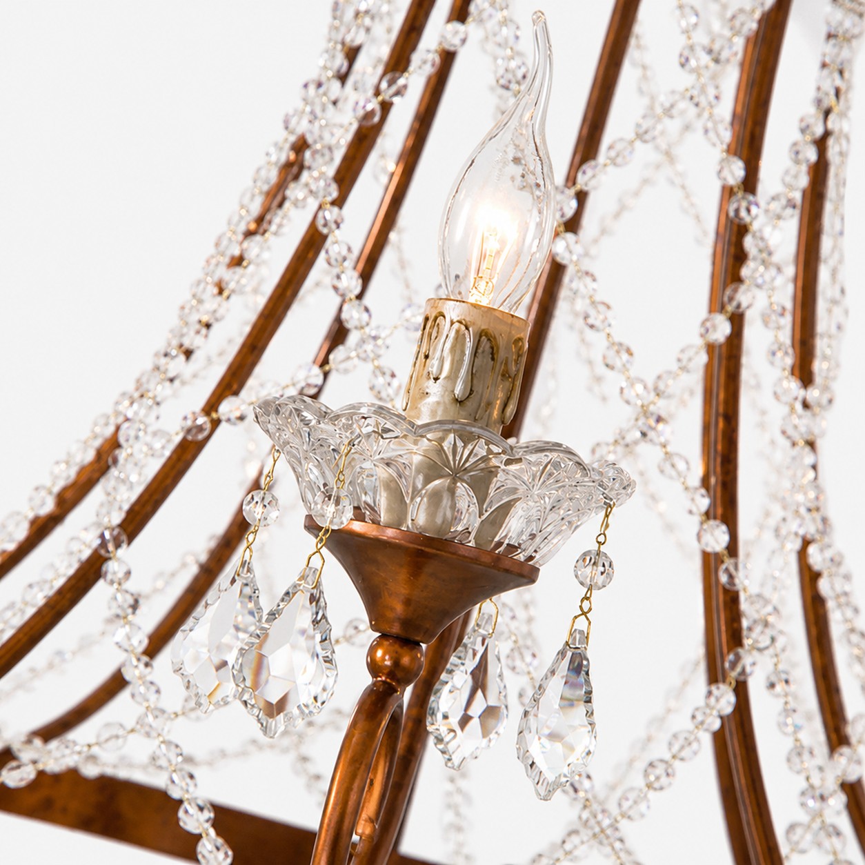 Crystal flower cup with candle-style light
