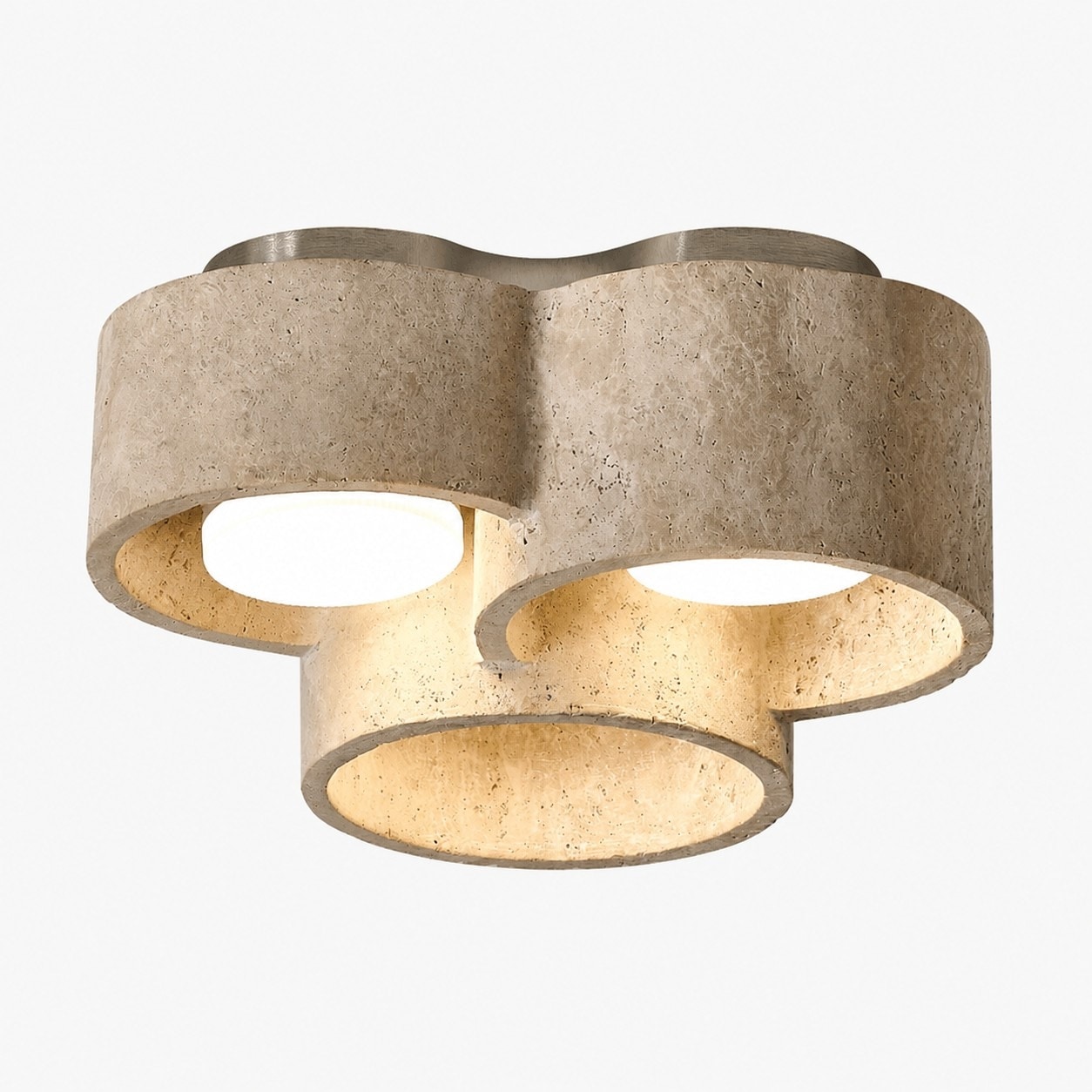 Three head travertine stone ceiling light