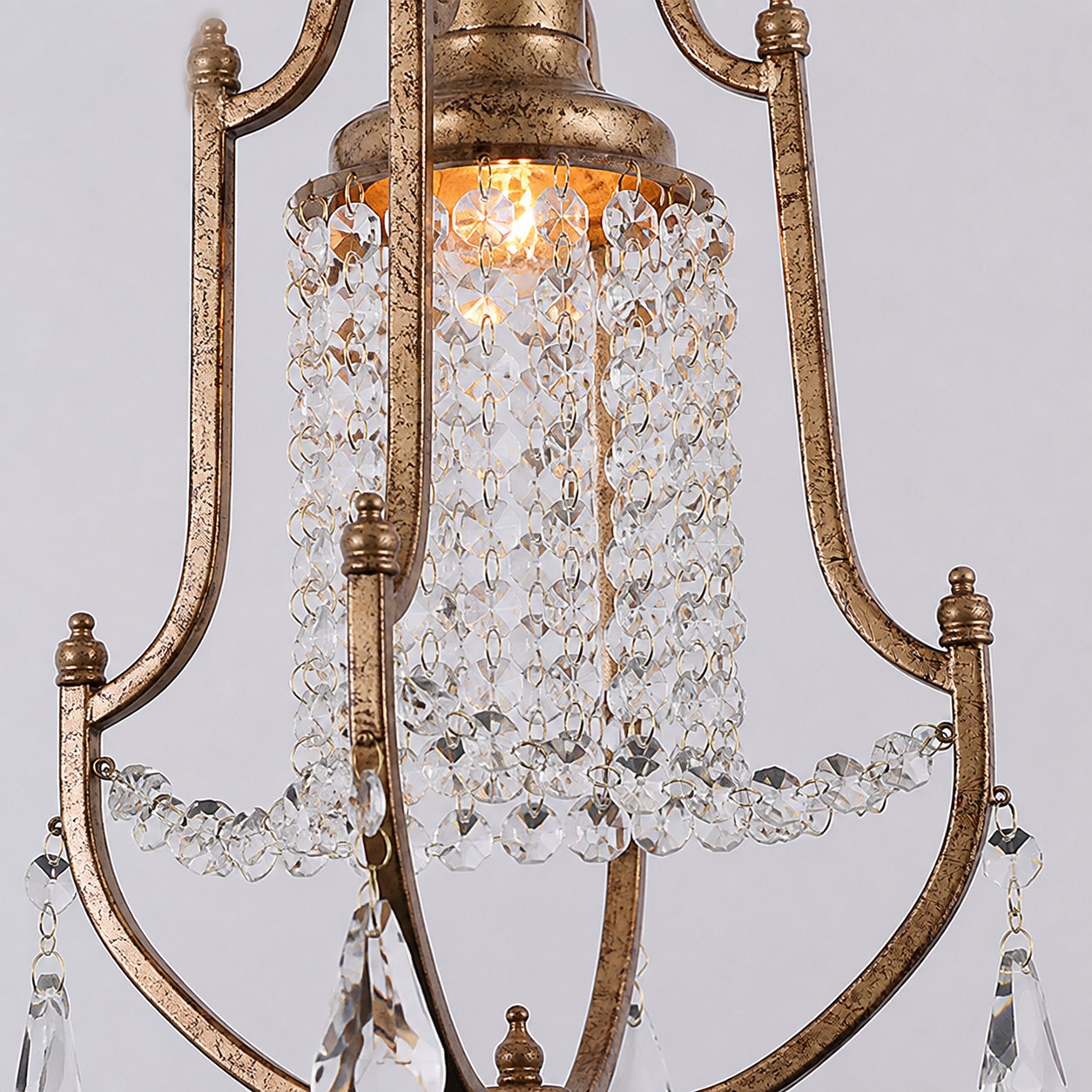 Cascading crystal beads and faceted pendant drops