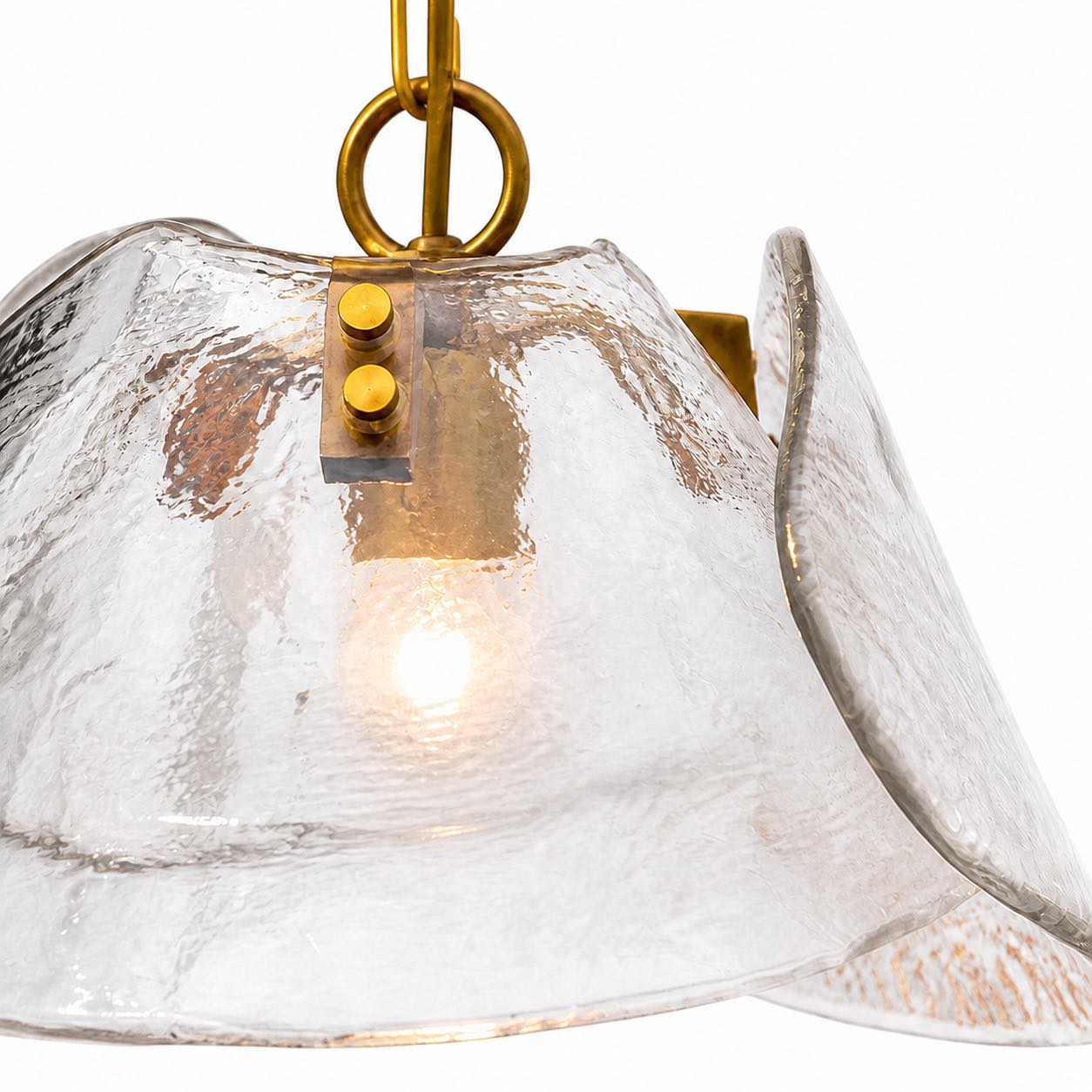 Brass and Clear Glass Dome Pendant Light detail 1