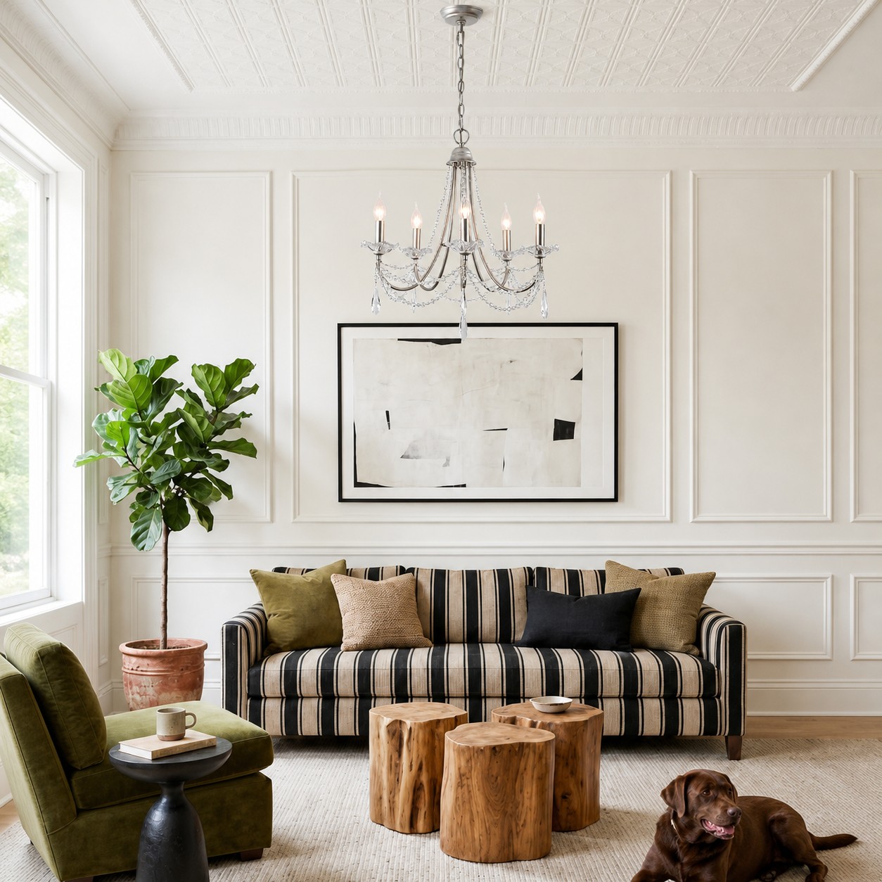 Silver Crystal Branch Chandelier in an interior