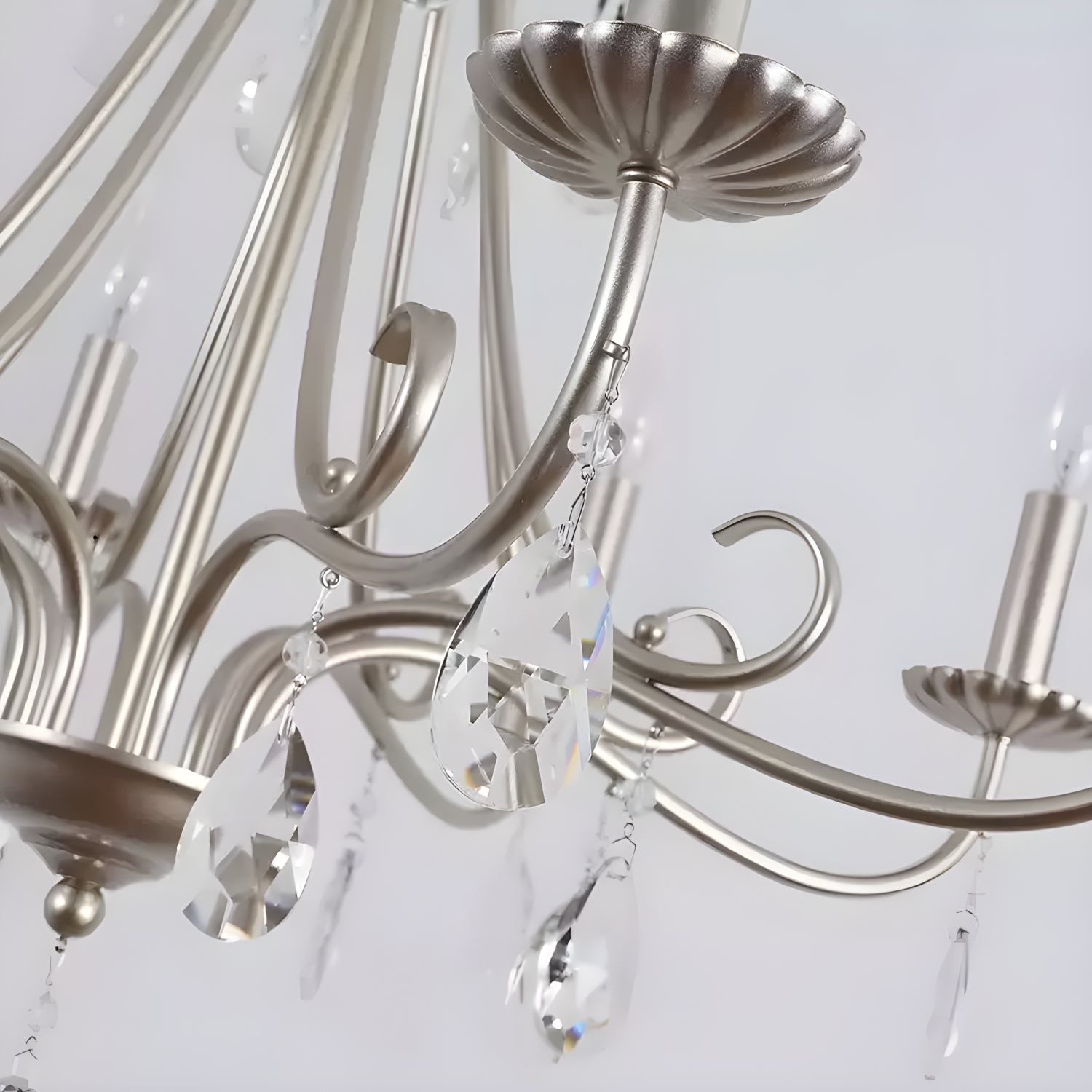 Silver Crystal Candle Chandelier detail 2