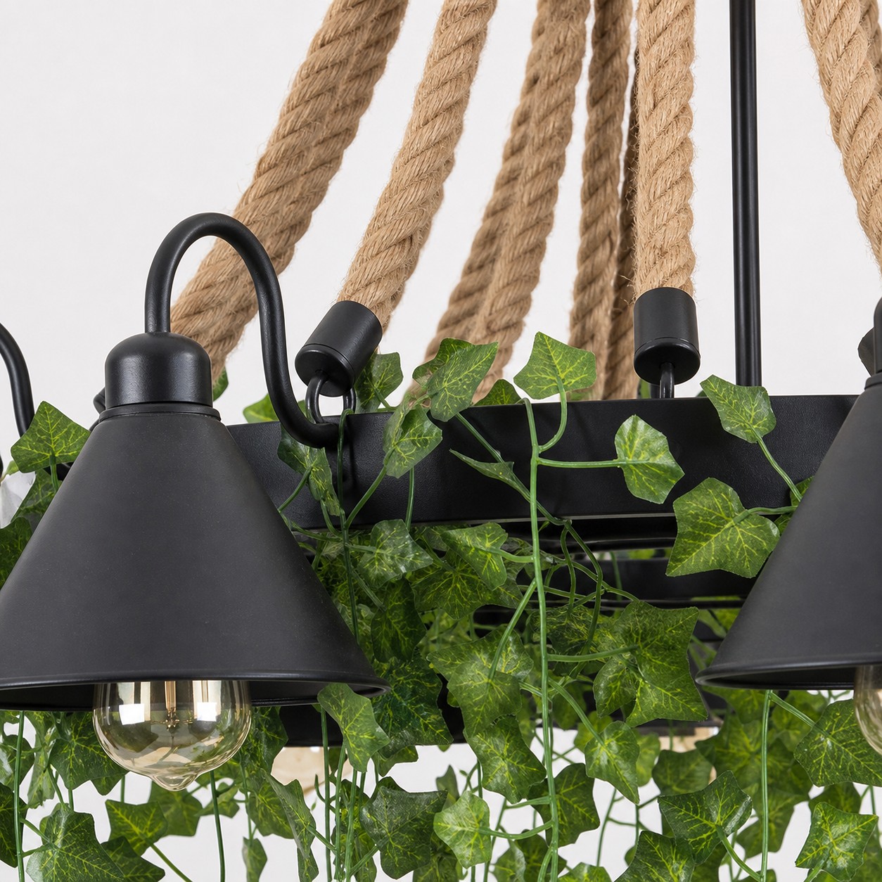 Matte shade framed by rope and greenery