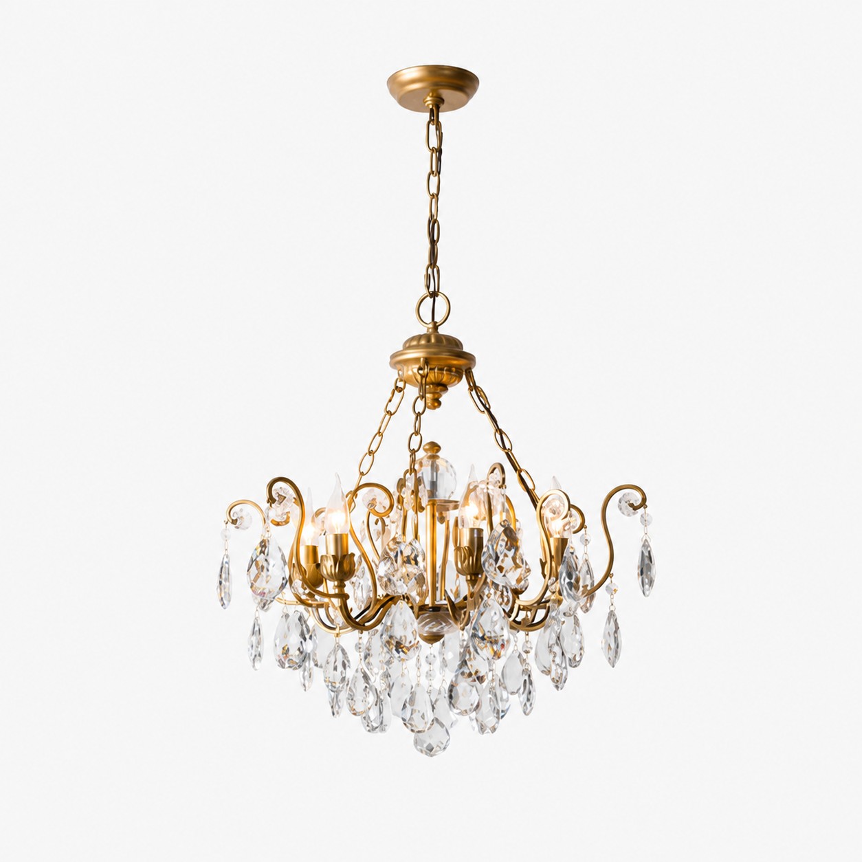 6-light French Country Crystal Basket Chandelier