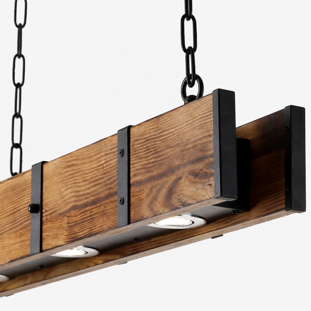 Underside spotlights mounted along the beam