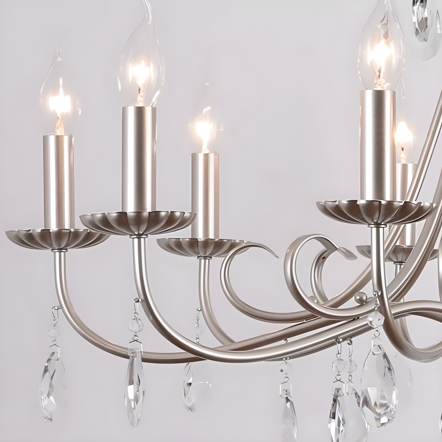 Silver Crystal Candle Chandelier detail 1