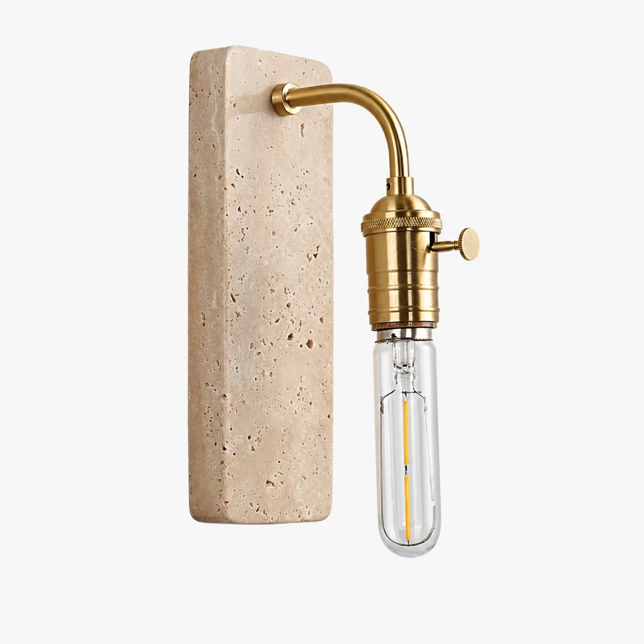 Gold travertine wall sconce