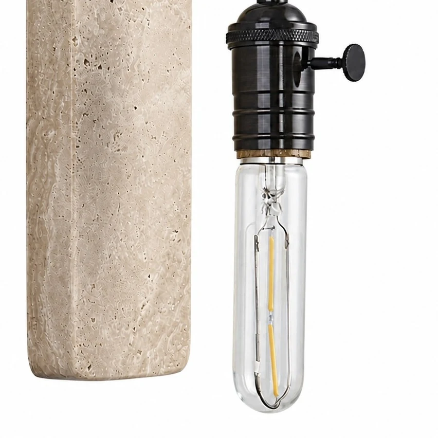 Lamp socket and natural stone texture detail