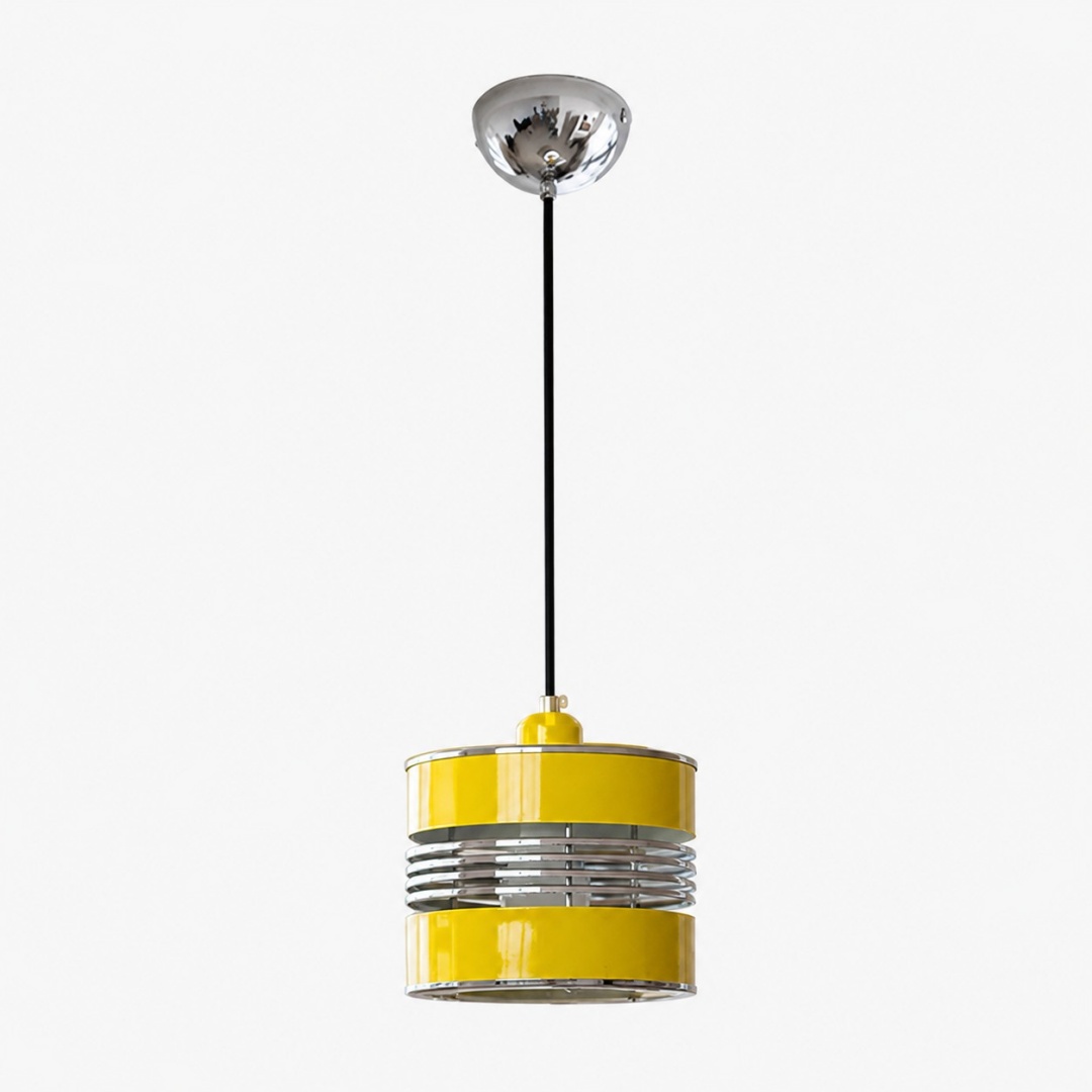 Yellow Bauhaus layered metal pendant light