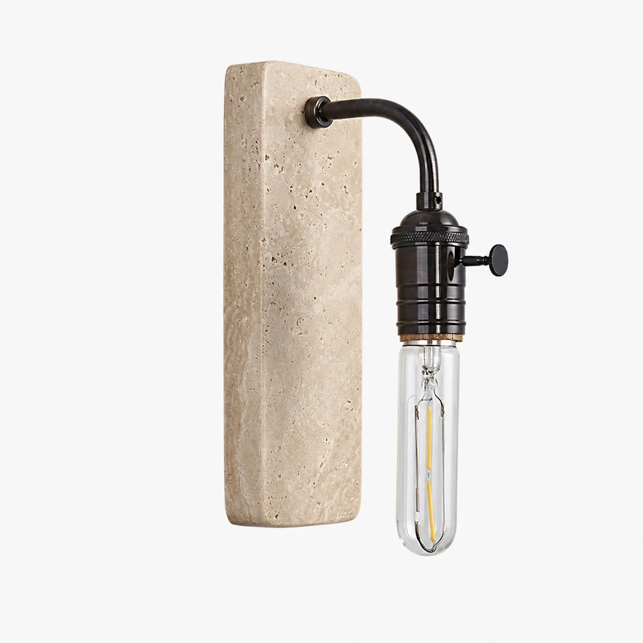Black travertine wall sconce