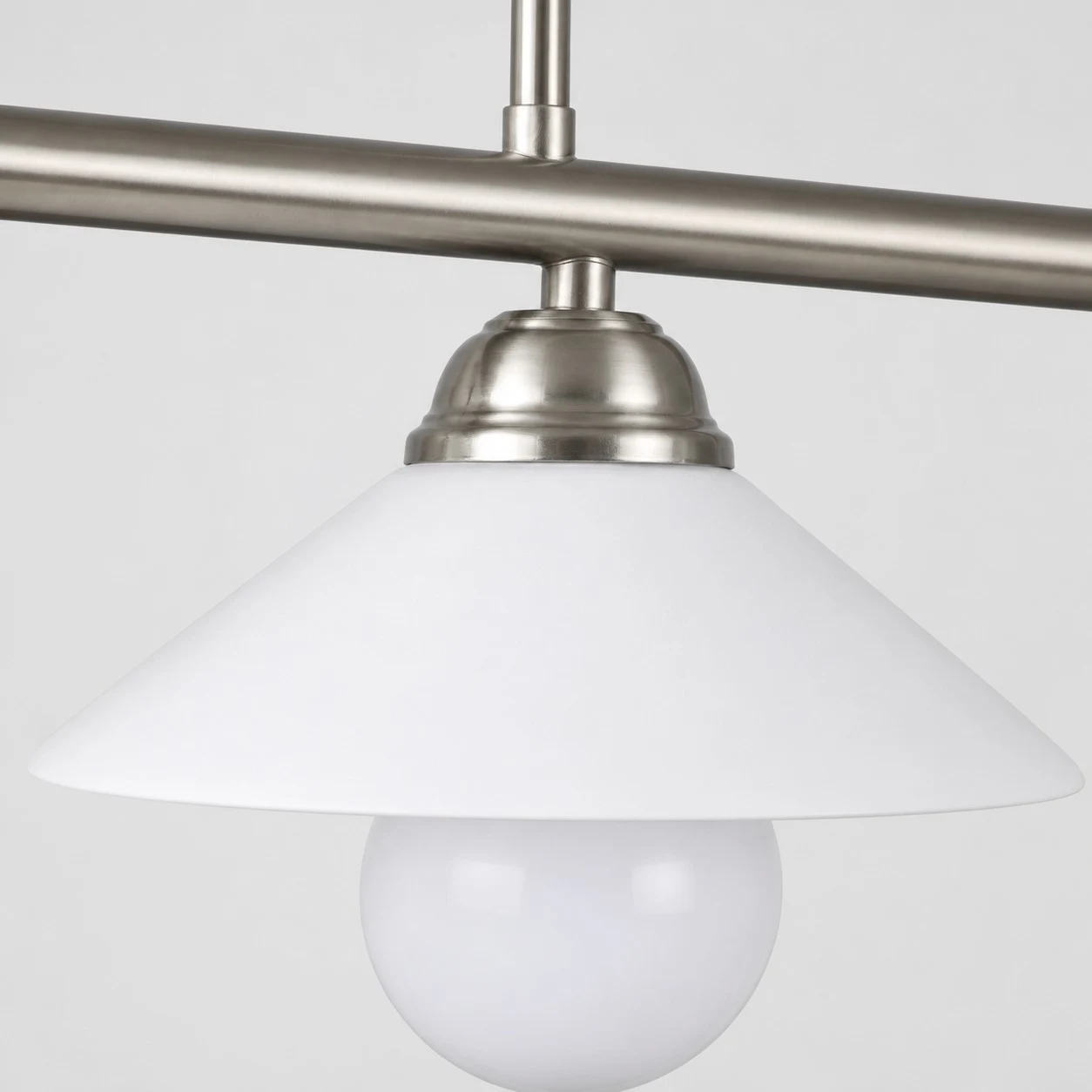 Close view of the glass shade and metal holder