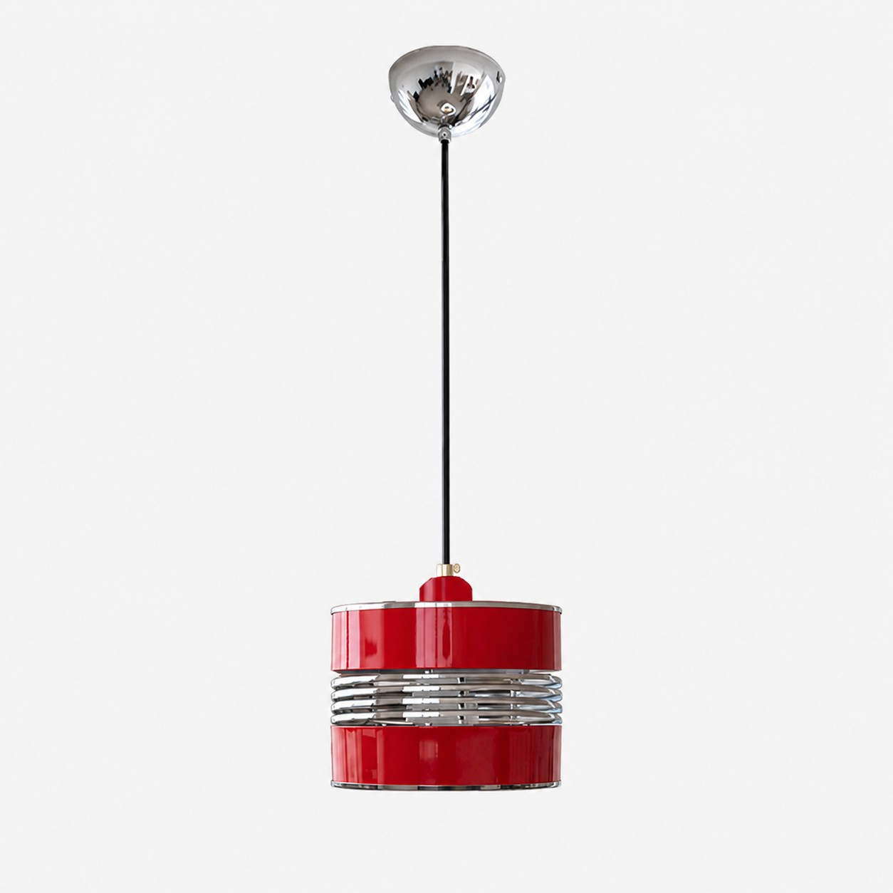 Red Bauhaus layered metal pendant light