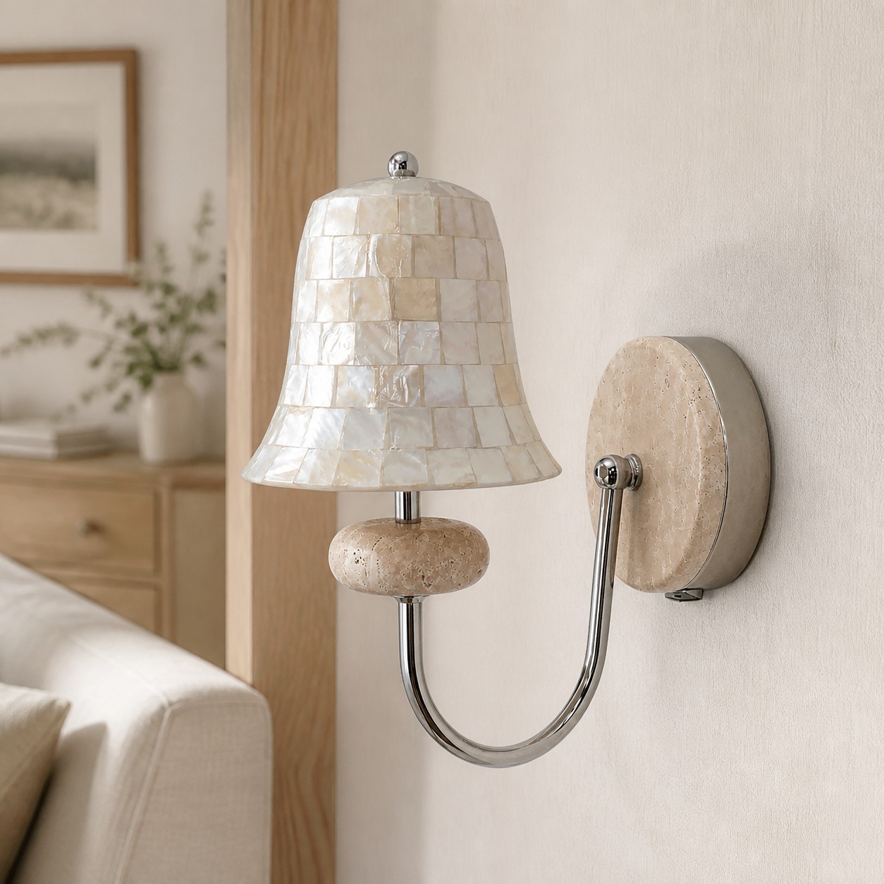 Aplique de pared diseñado para un interior de dormitorio tranquilo