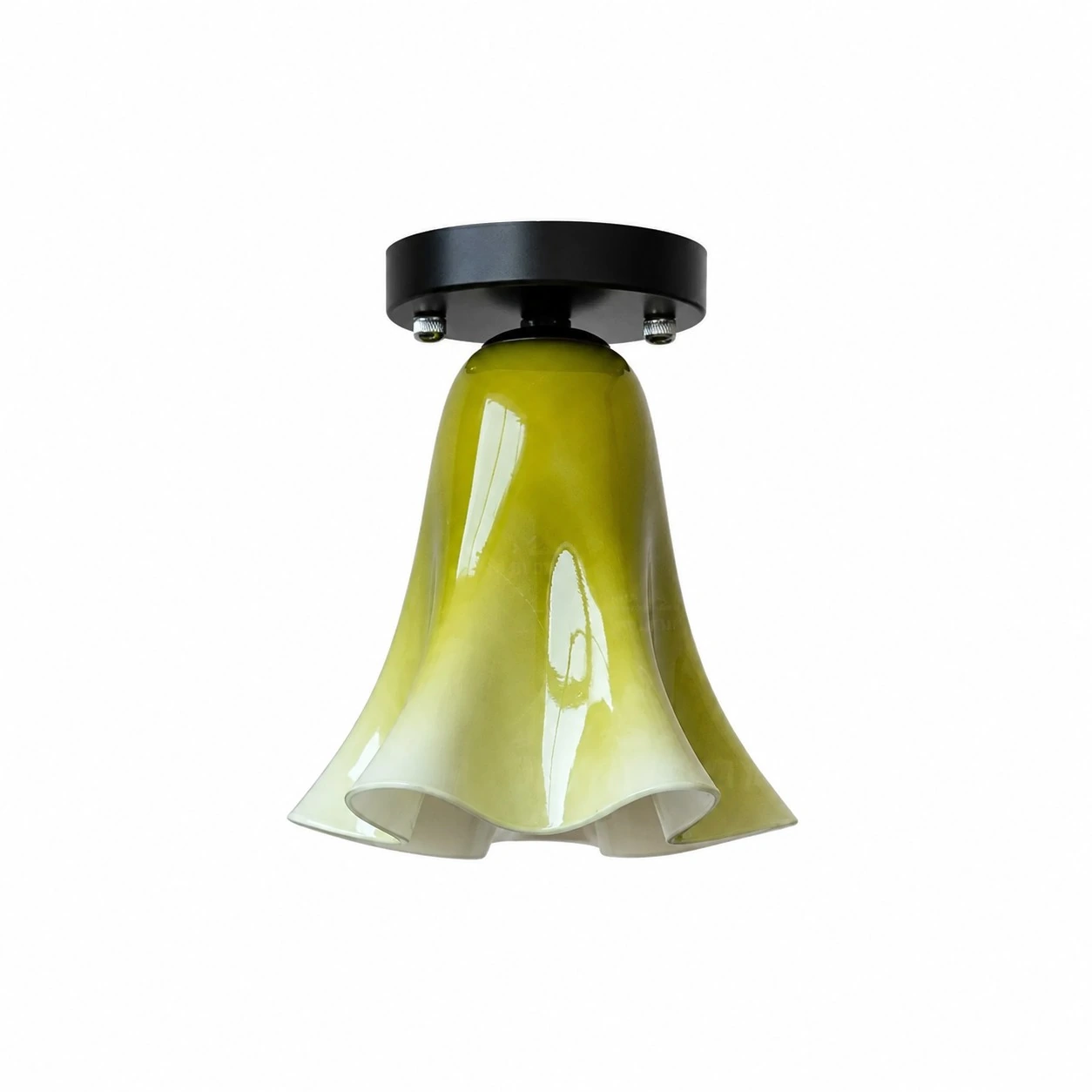 Gradient green glass flush mount light