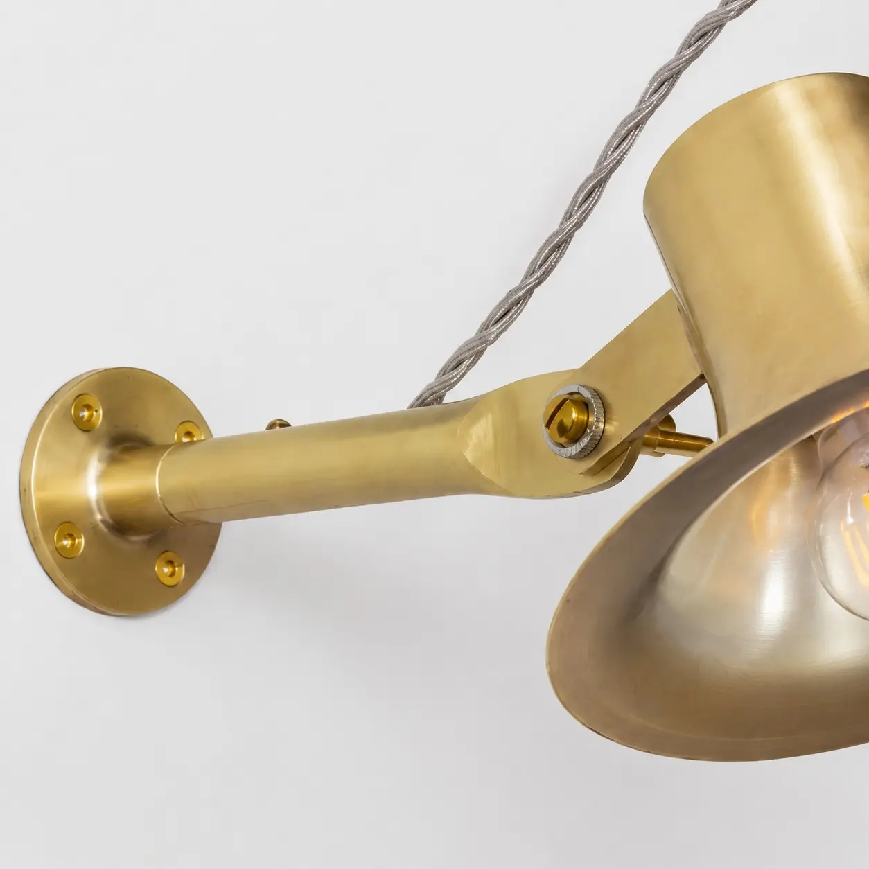 Solid brass arm and backplate detail