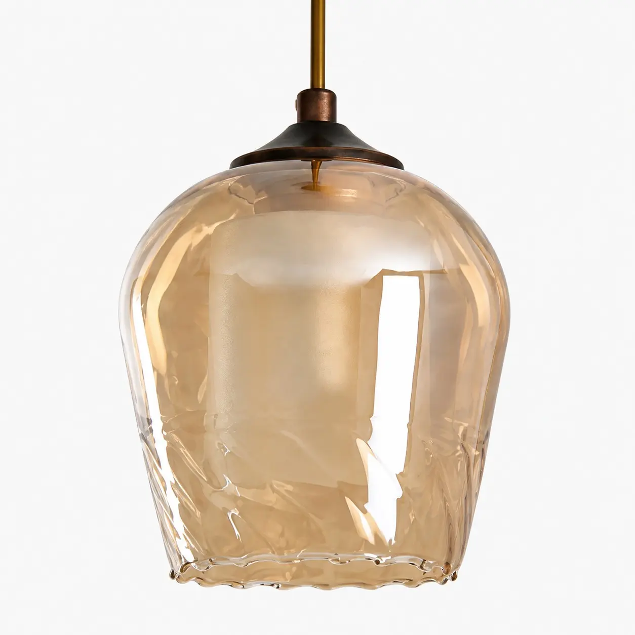 Close view of the amber glass shade