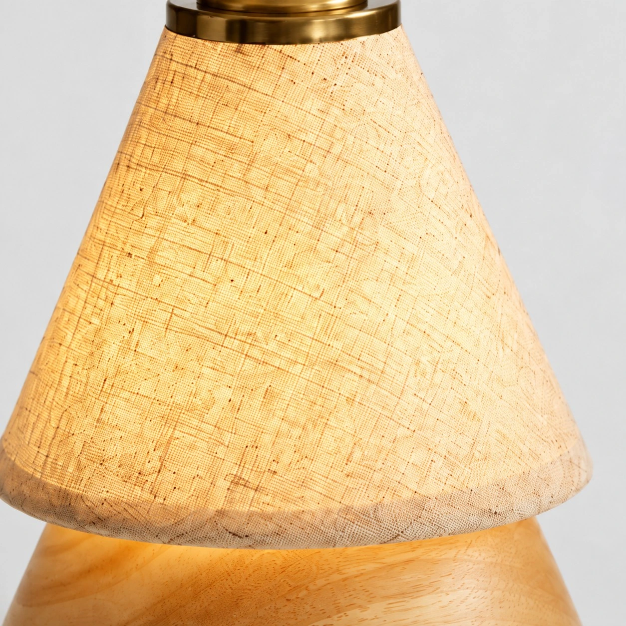 Close view of the woven fabric lampshade