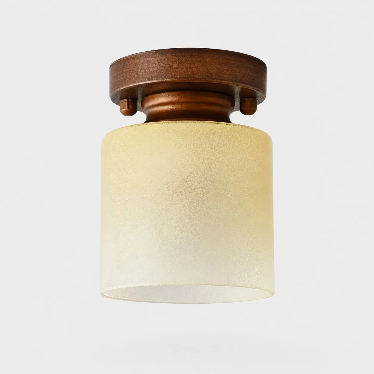 Antik bronsfärgad infälld taklampa i glas