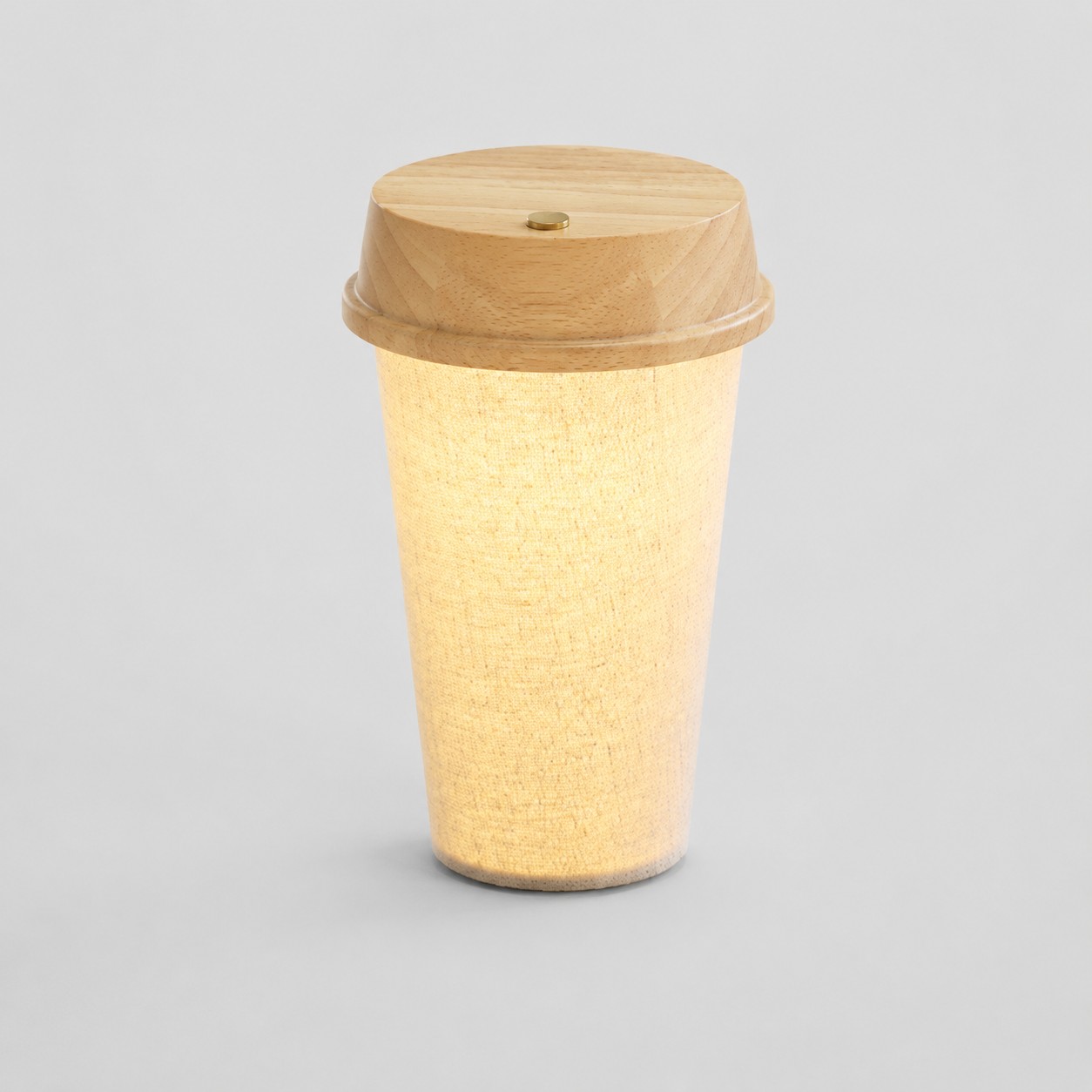 Oplaadbare tafellamp van natuurlijk hout in de vorm van een koffiekopje - compleet productoverzicht