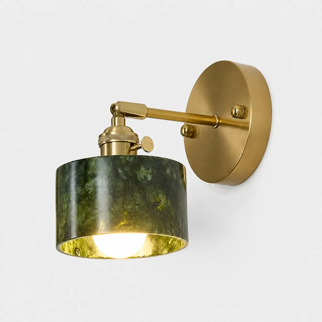Cylinder button small green stone wall light