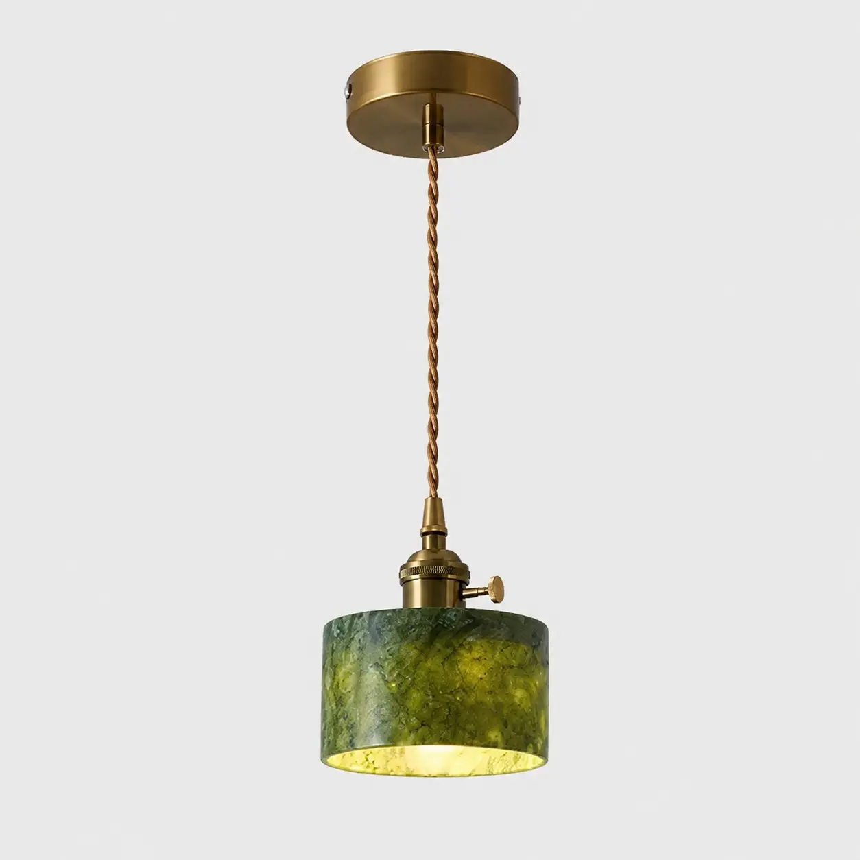 Button-style jade stone pendant light