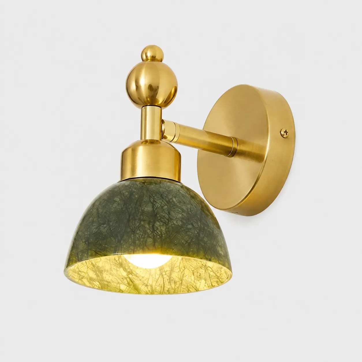 Hemisphere regular small green stone wall light