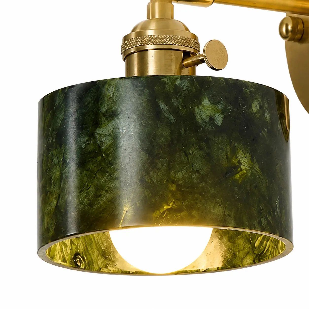Close-up of translucent green stone shade