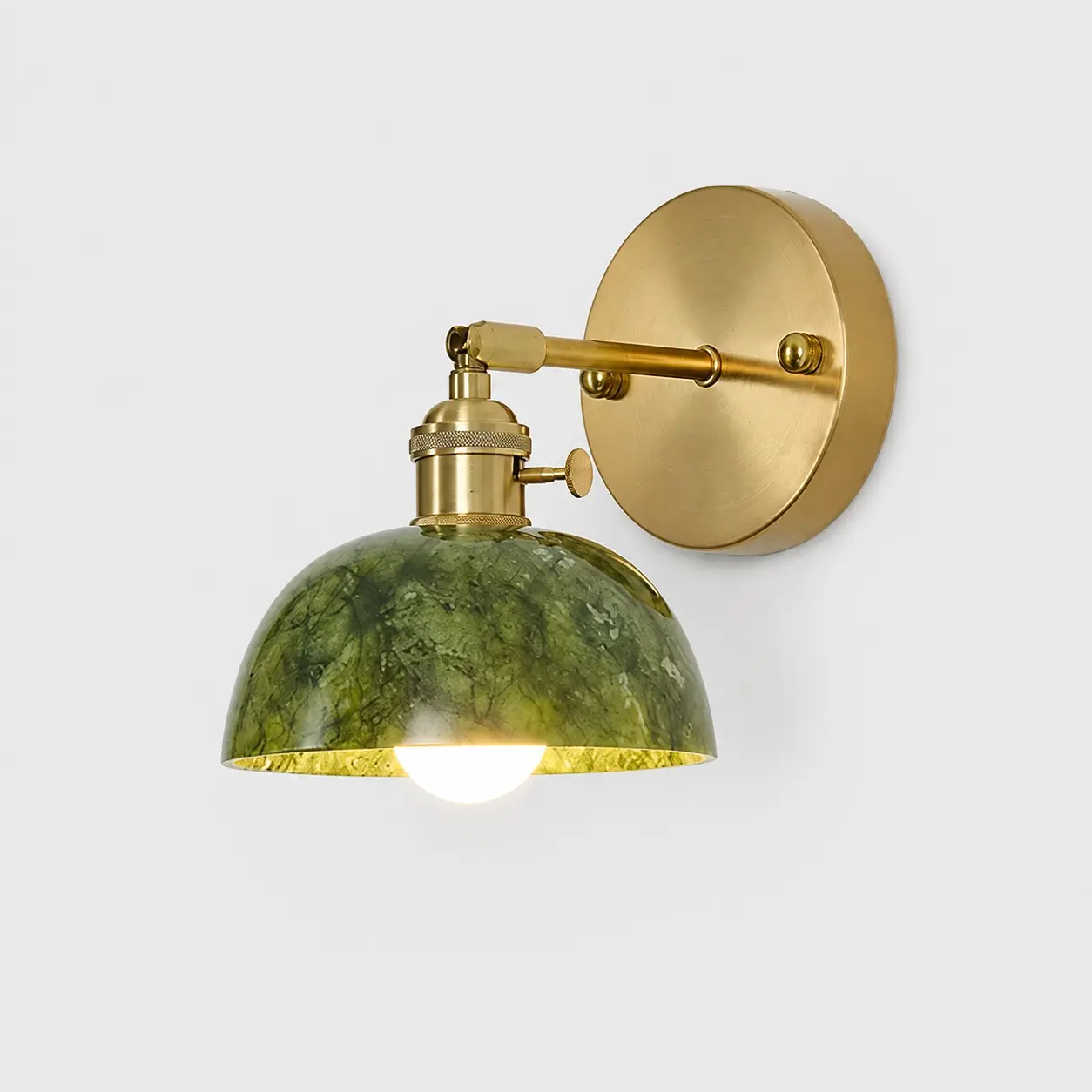 Hemisphere button large green stone wall light