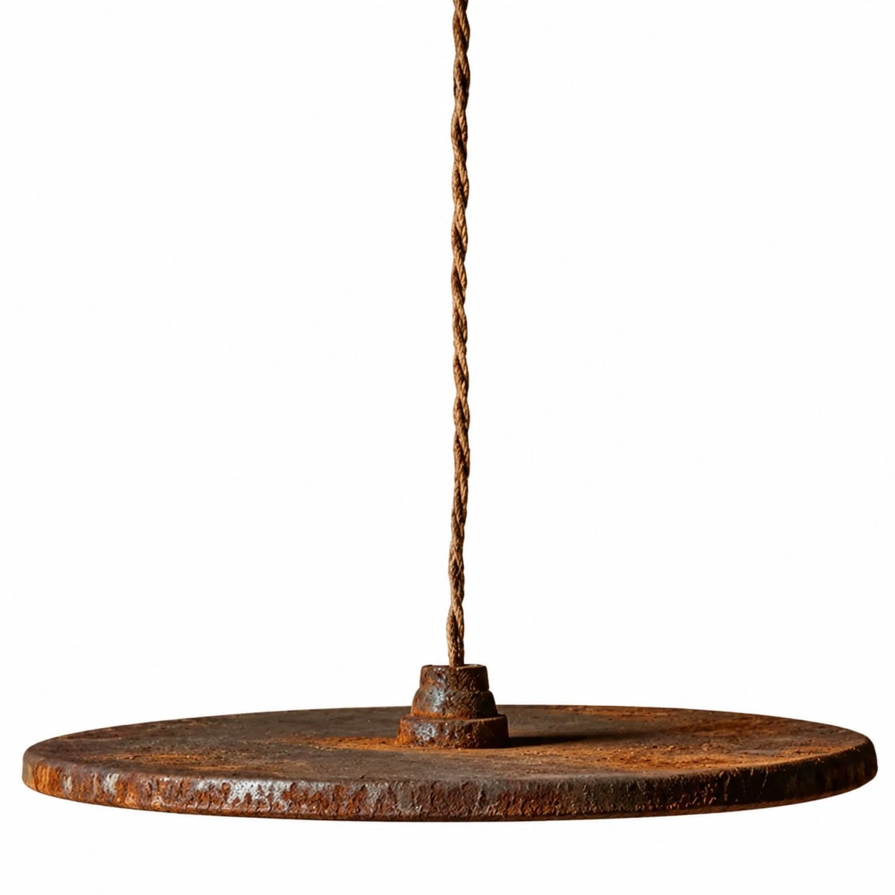 Iron pendant light top plate and cord detail