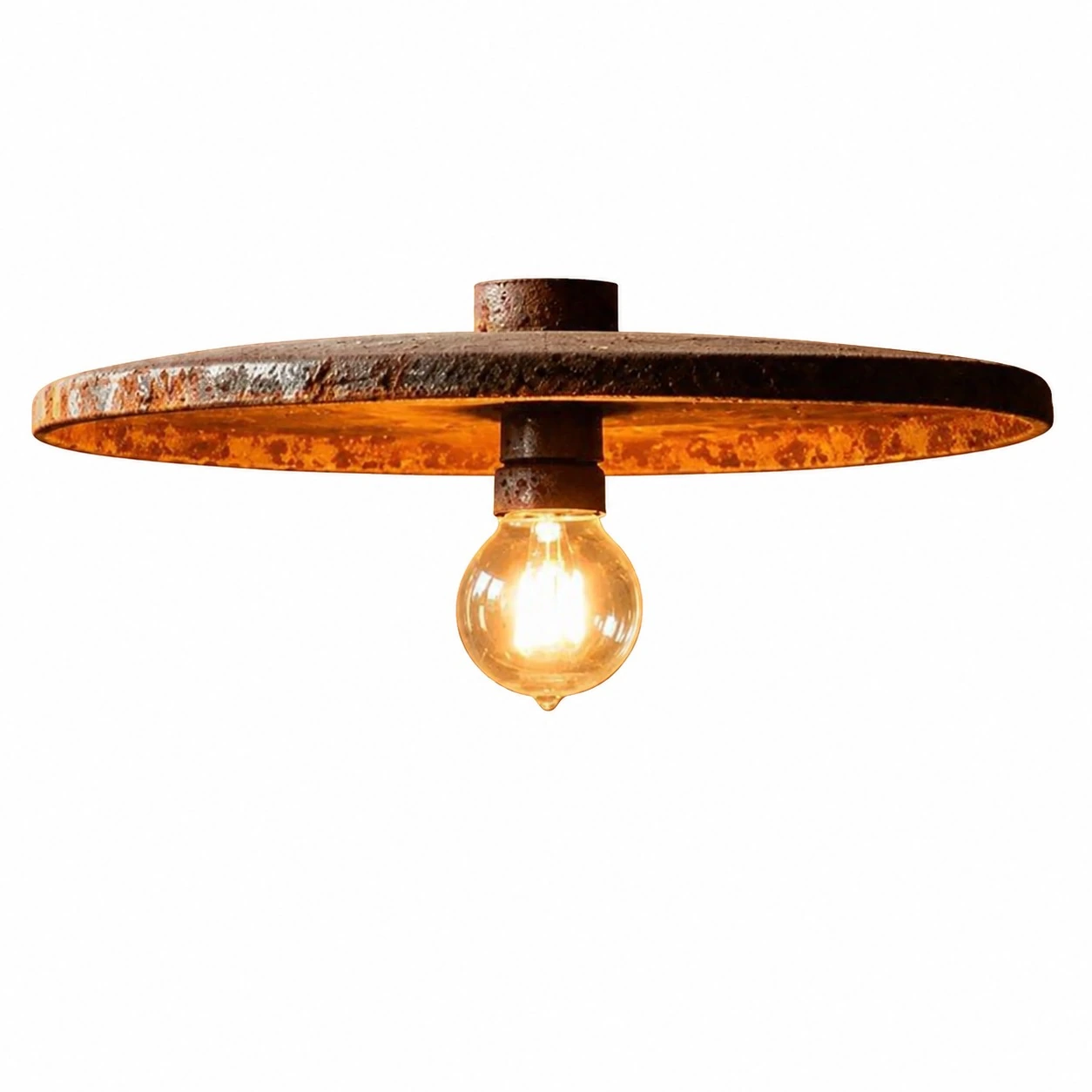 Iron pendant light socket and underside detail
