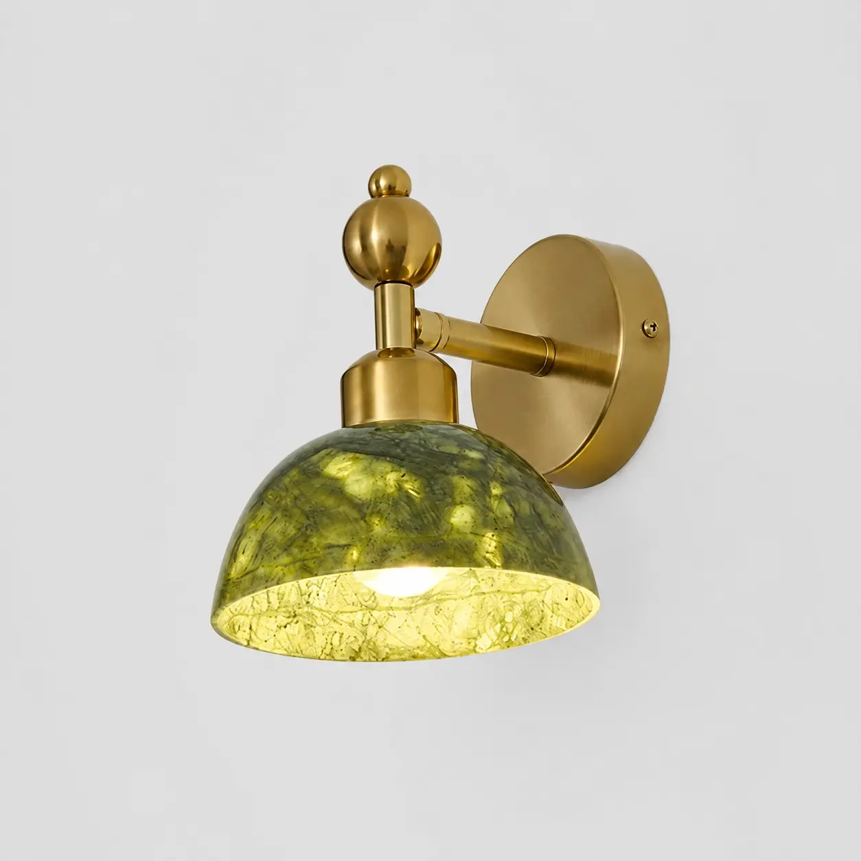 Hemisphere regular large green stone wall light