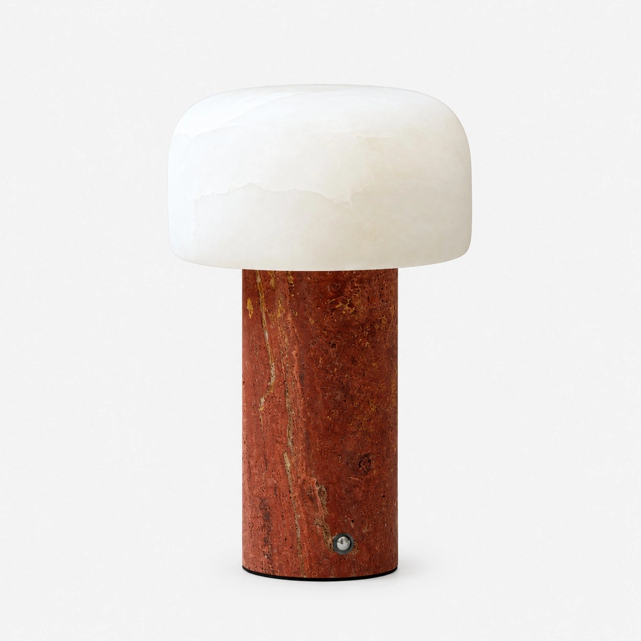 table lamp with Dolomite shade and Red Travertine base