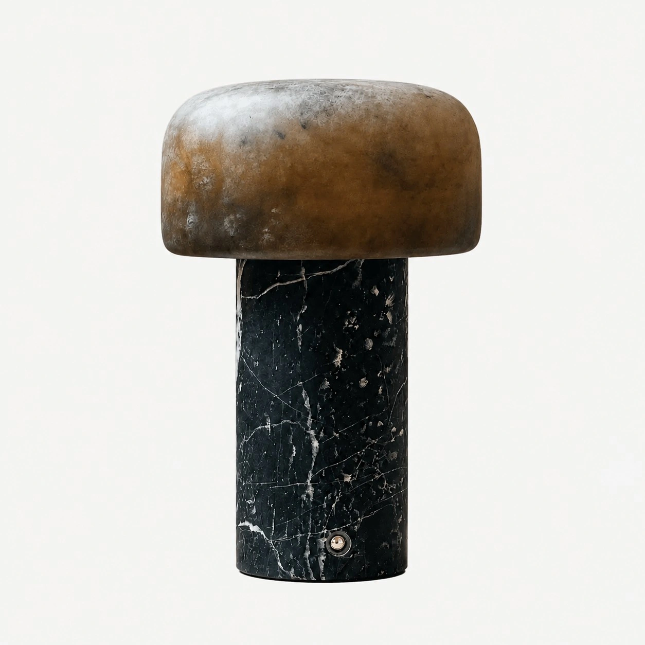 table lamp with Brown Dolomite shade and Bulgari Black Marble base