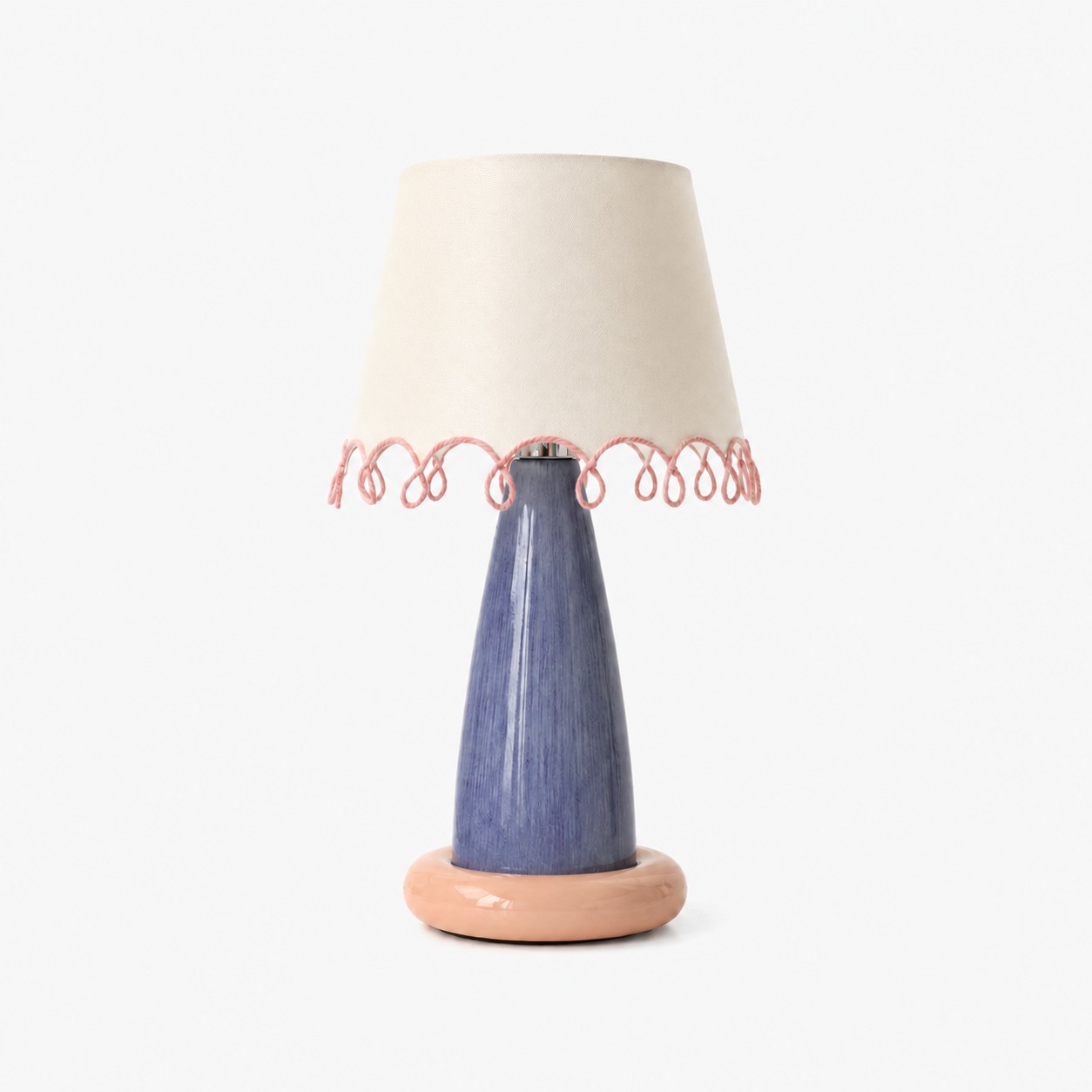 Lampe de table sculpturale en céramique à bordure en boucle