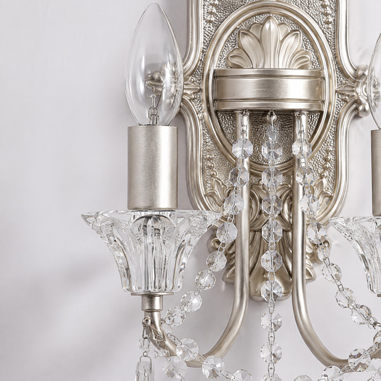 Double Crystal Candle Wall Sconce detail 3