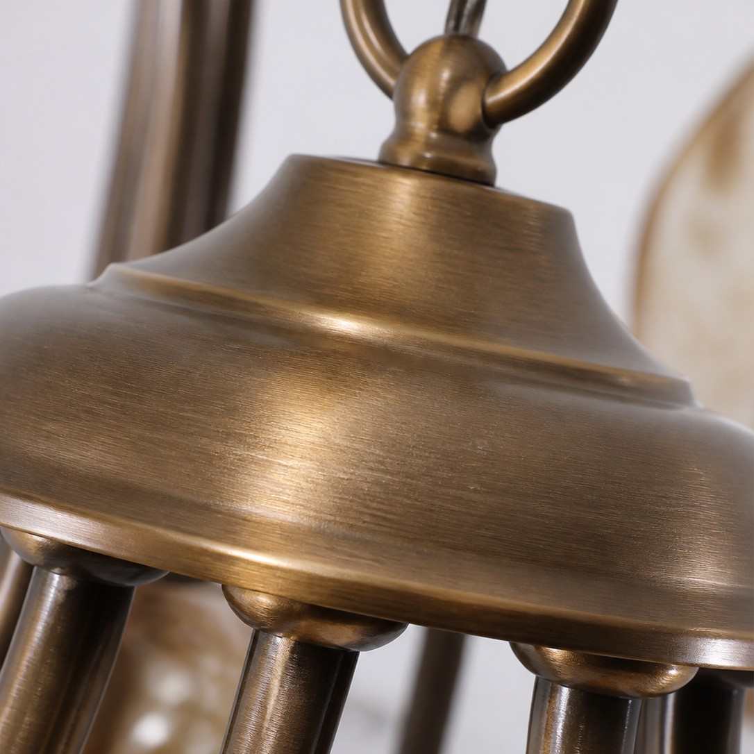Amber Leaf Glass Brass Chandelier detail 2