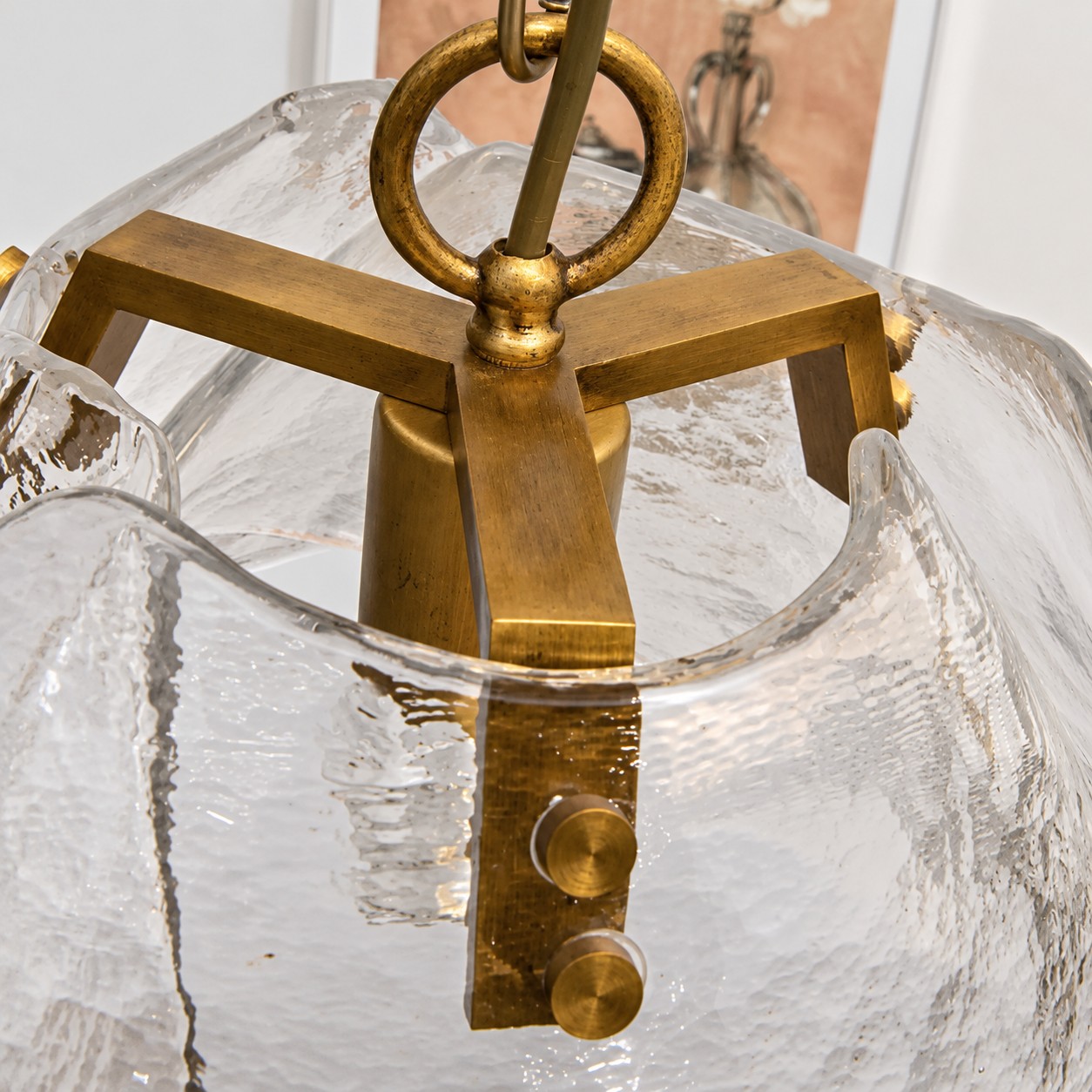 Brass and Clear Glass Dome Pendant Light detail 2