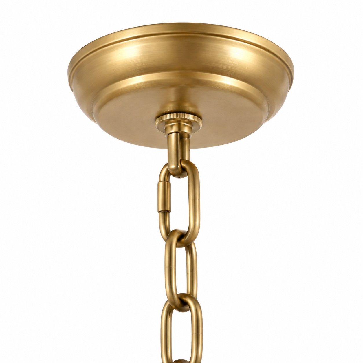 Brushed gold ceiling canopy and suspension chain