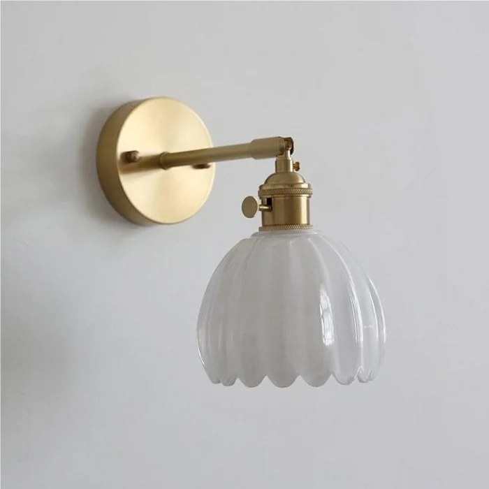 Ribbed glass tulip wall lamp