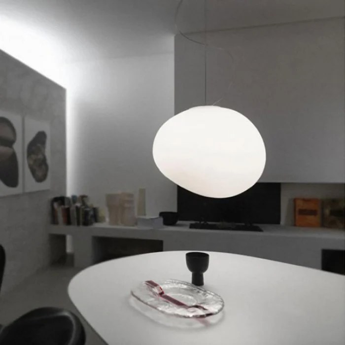Stonea milk glass pebble pendant