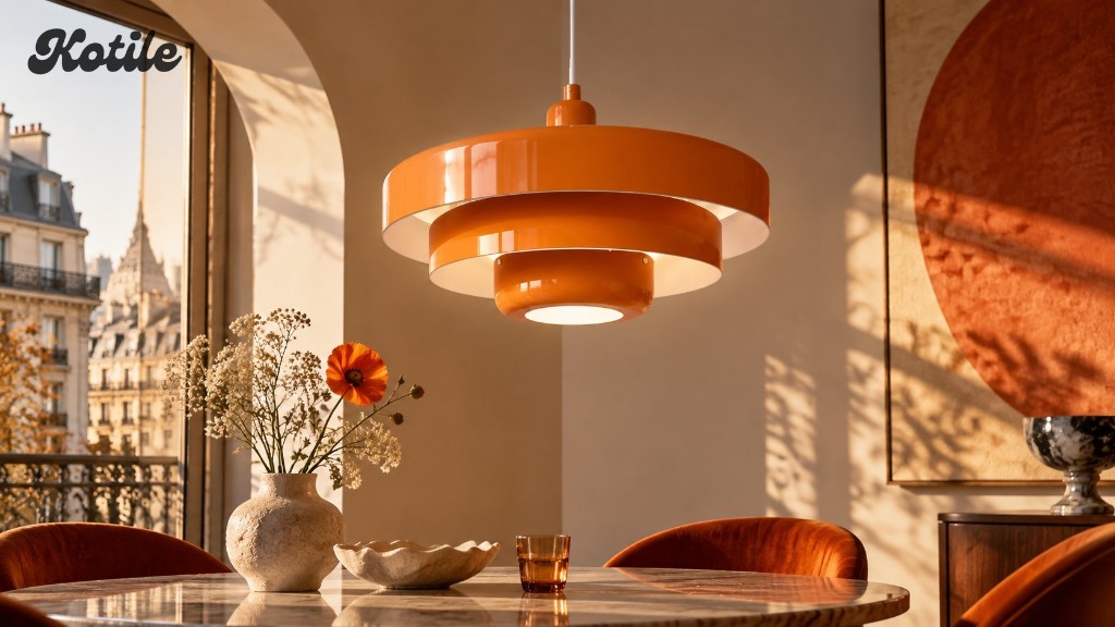 Suspension orange 1 tête au-dessus de la table