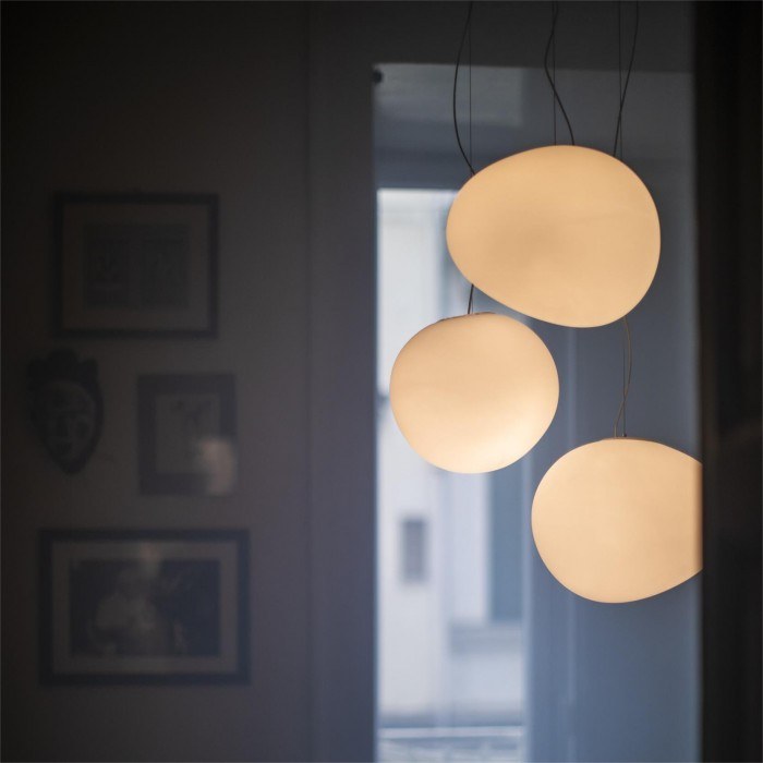 Stonea milk glass pebble pendant