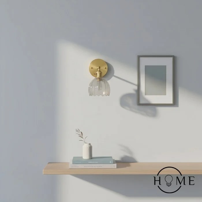 Ribbed glass tulip wall lamp