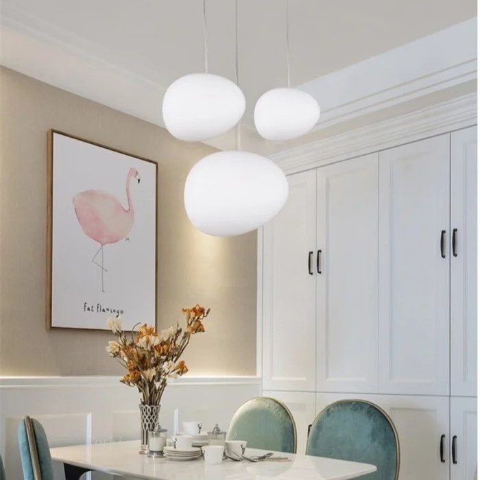Stonea milk glass pebble pendant
