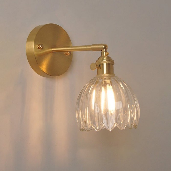 Ribbed glass tulip wall lamp